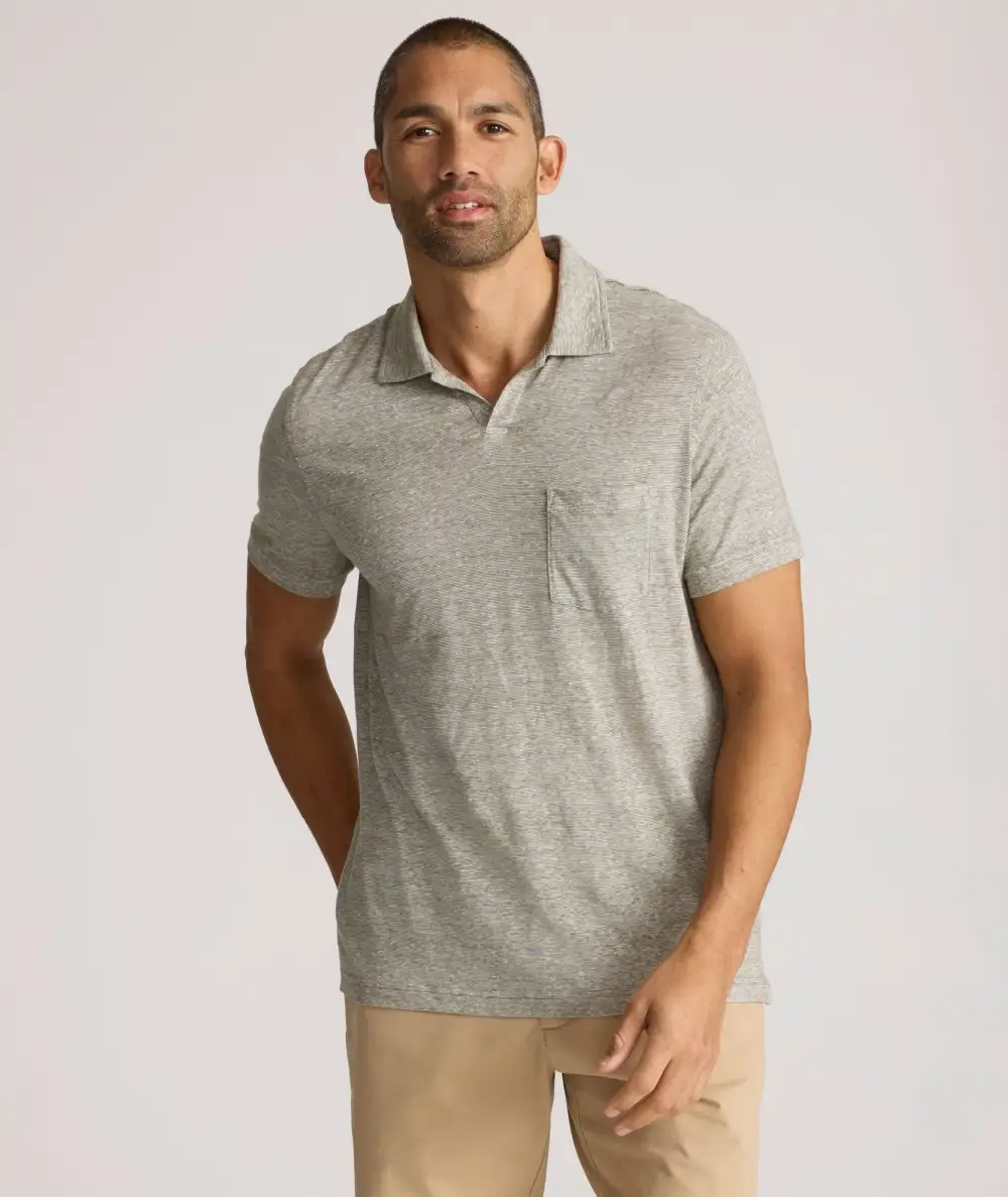 Cotton-Linen Johnny Collar Polo