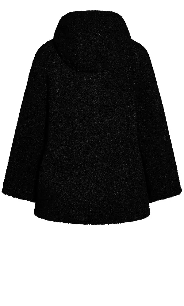 Evans Black Teddy Hooded Jacket