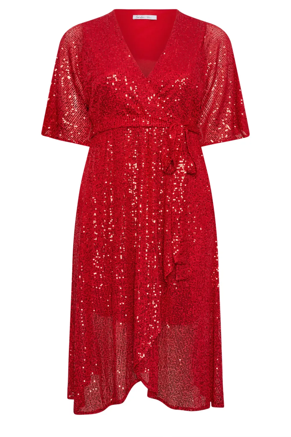 YOURS LONDON Curve Navy Blue Sequin Wrap Dress