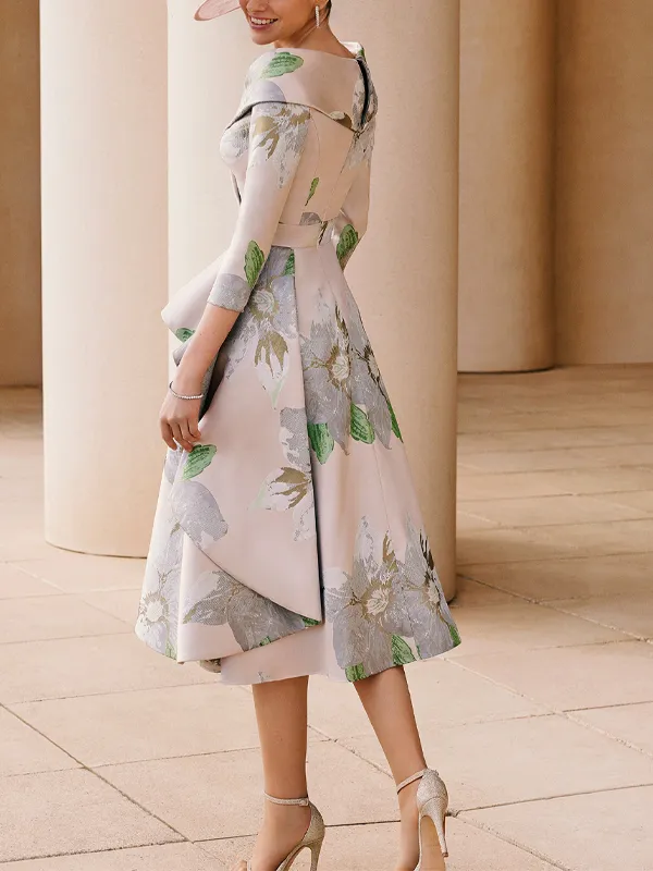 V-neck Floral Print Midi Dress