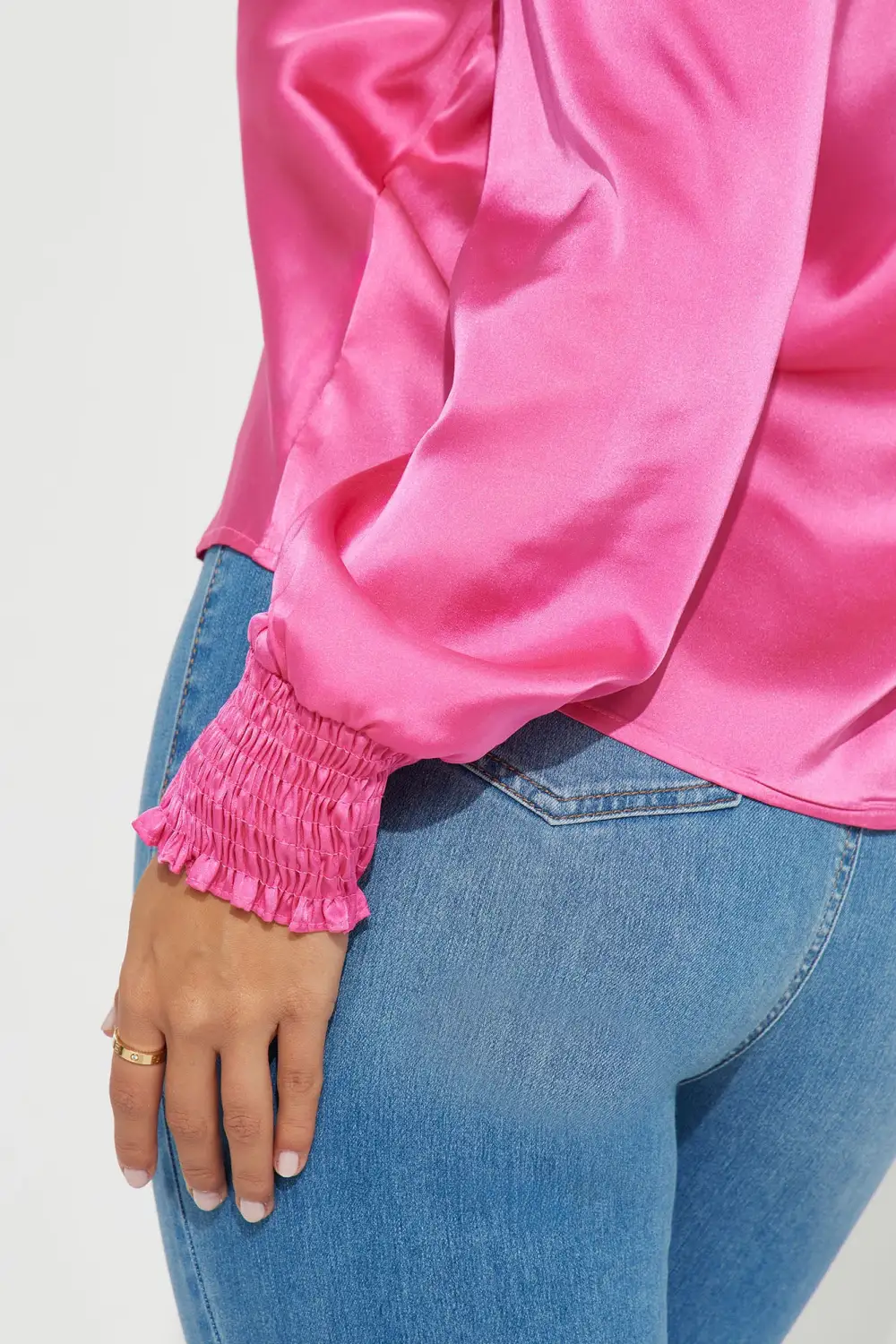 Carolina Satin Blouse Top - Pink