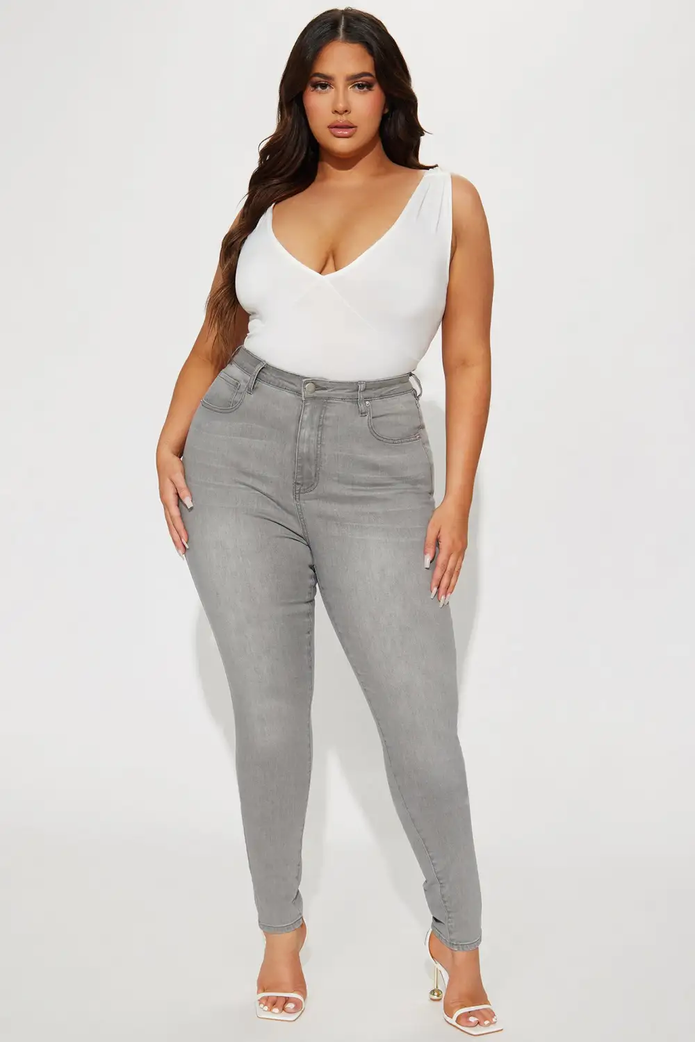 Tall Audrey High Rise Stretch Skinny Jeans - Grey