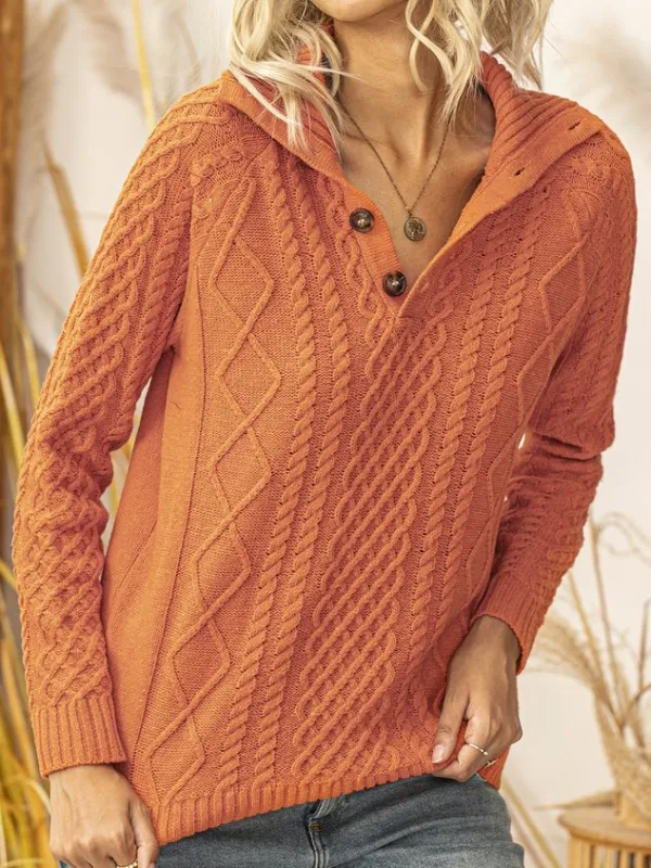 Red Brown Casual Knitted Sweater