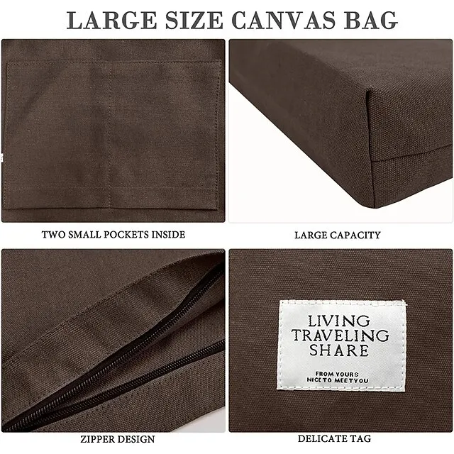 Canvas Tote Bag For Women Retro Large Size Canvas Shoulder Bag Hobo Crossbody Handbag Casual Tote For Shopping And Travel