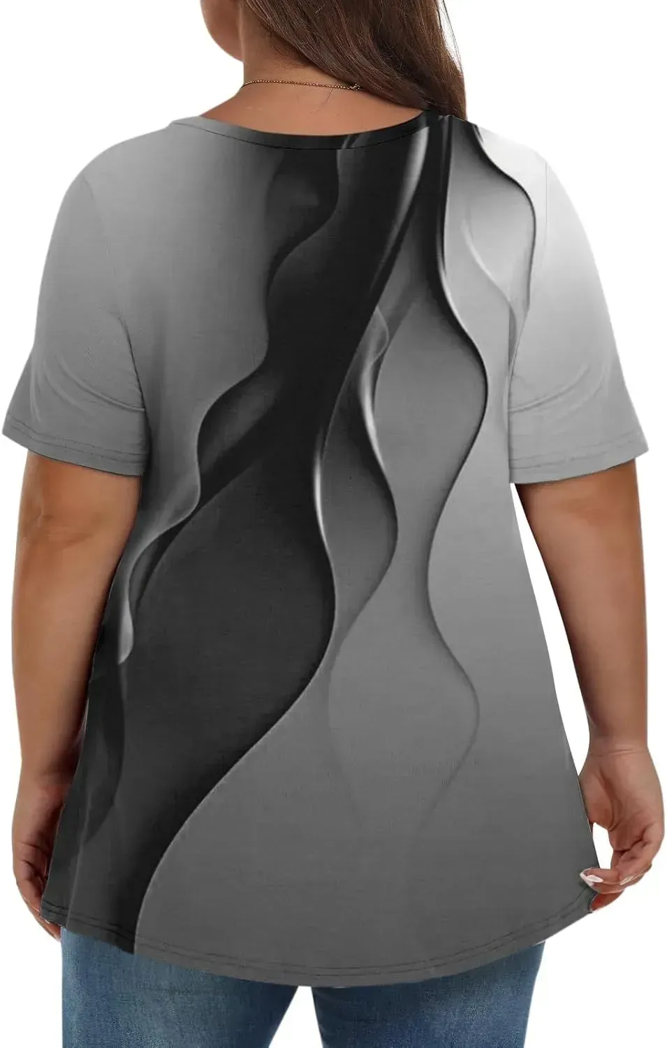 Plus Size Tops for Women Dressy Short Sleeve V Neck Shirts for Women Summer Tops for Women 2024 Floral Print Top