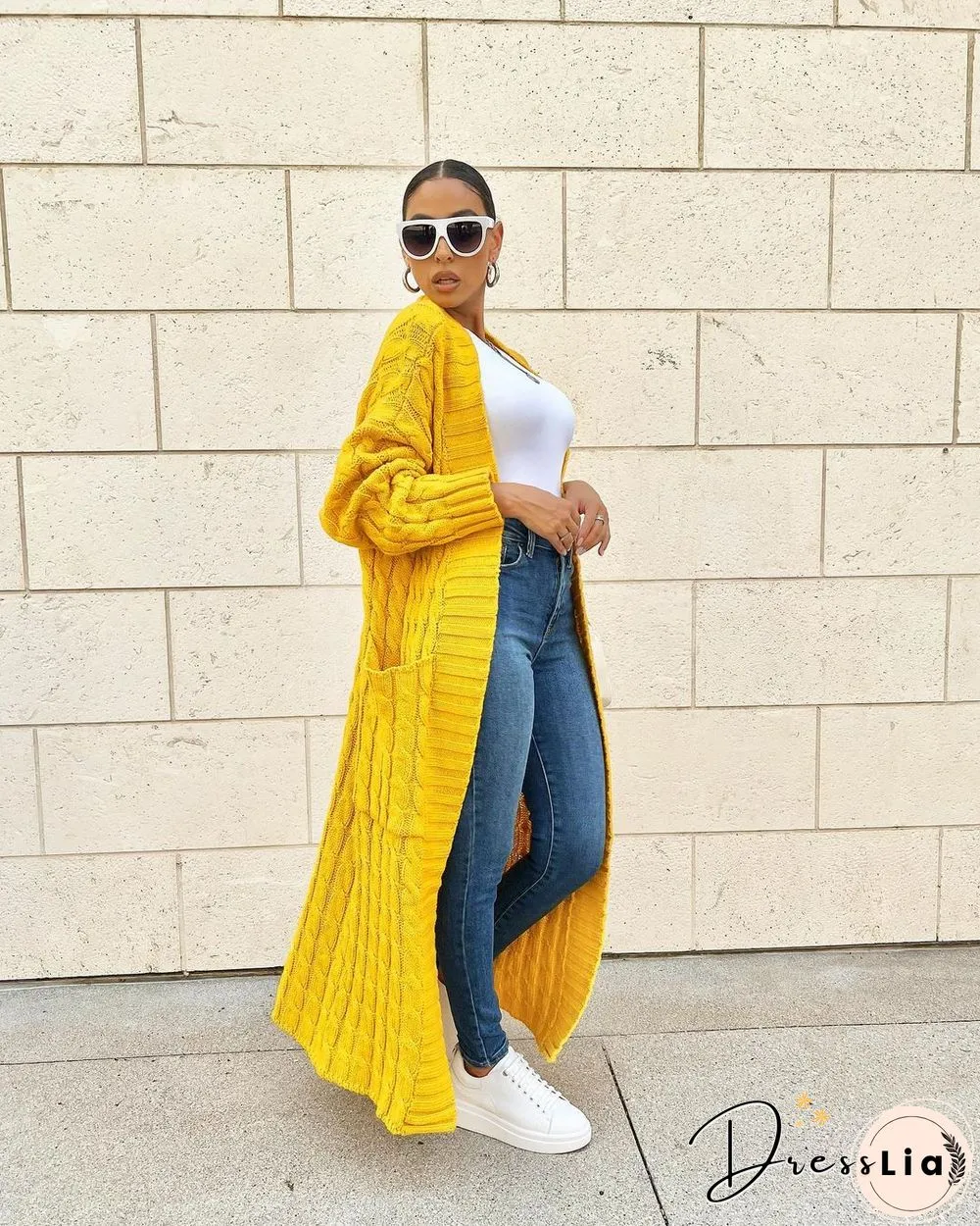 Winter Crochet Loose Long Twist Sweater Cardigan