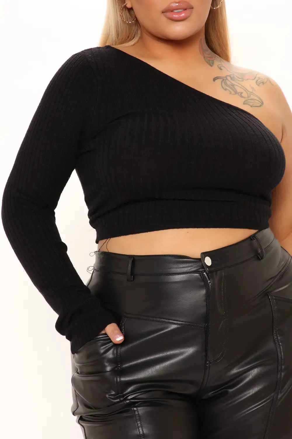 Your Heart Is Calling One Shoulder Top - Black