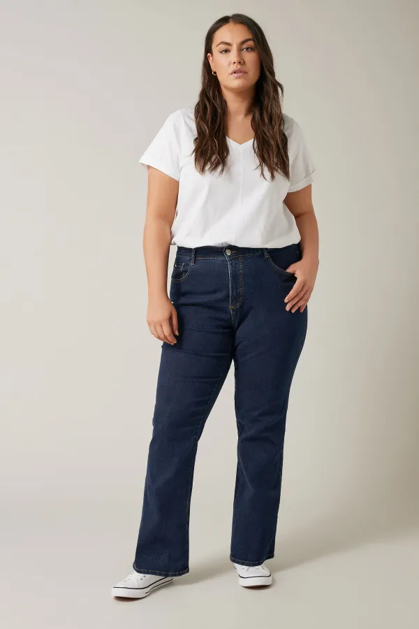 EVANS Curve Blue Mid Wash Straight Leg Jeans