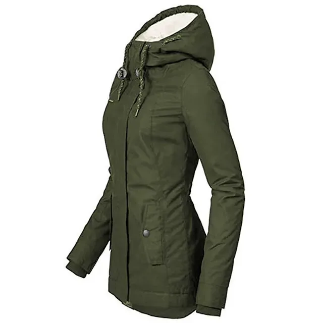 Women's Parka Waterproof Puffer Jacket Thermal Warm Heated Coat Fleece Lined Winter Coat Windproof Outdoor Zip up Hooded Coat Sports Hiking Jacket Purple Pink
