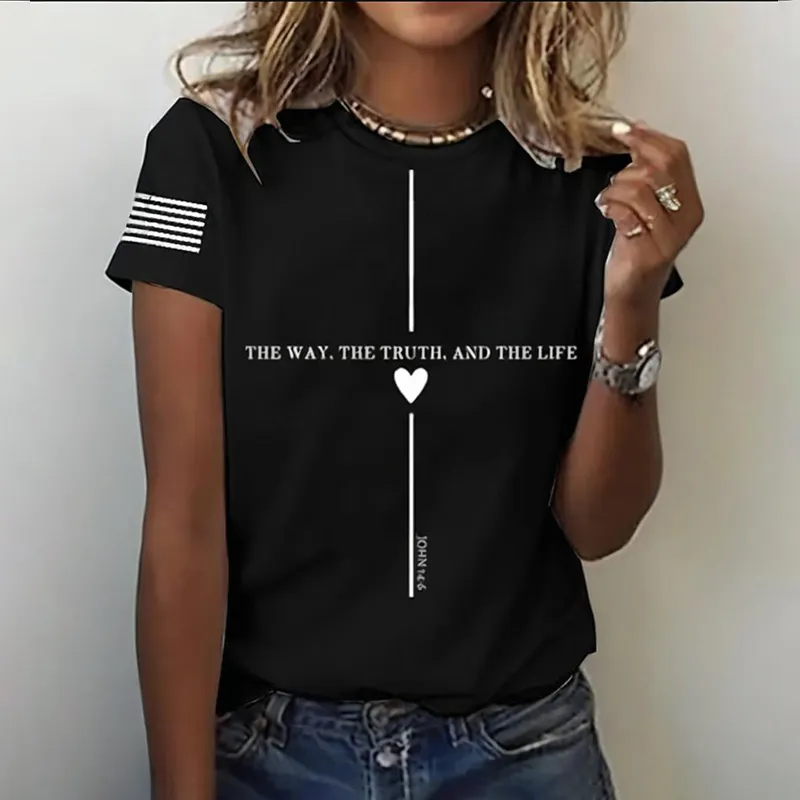 Women's Casual Faith In Jesus Truth Printed Short-sleeved T-shirt