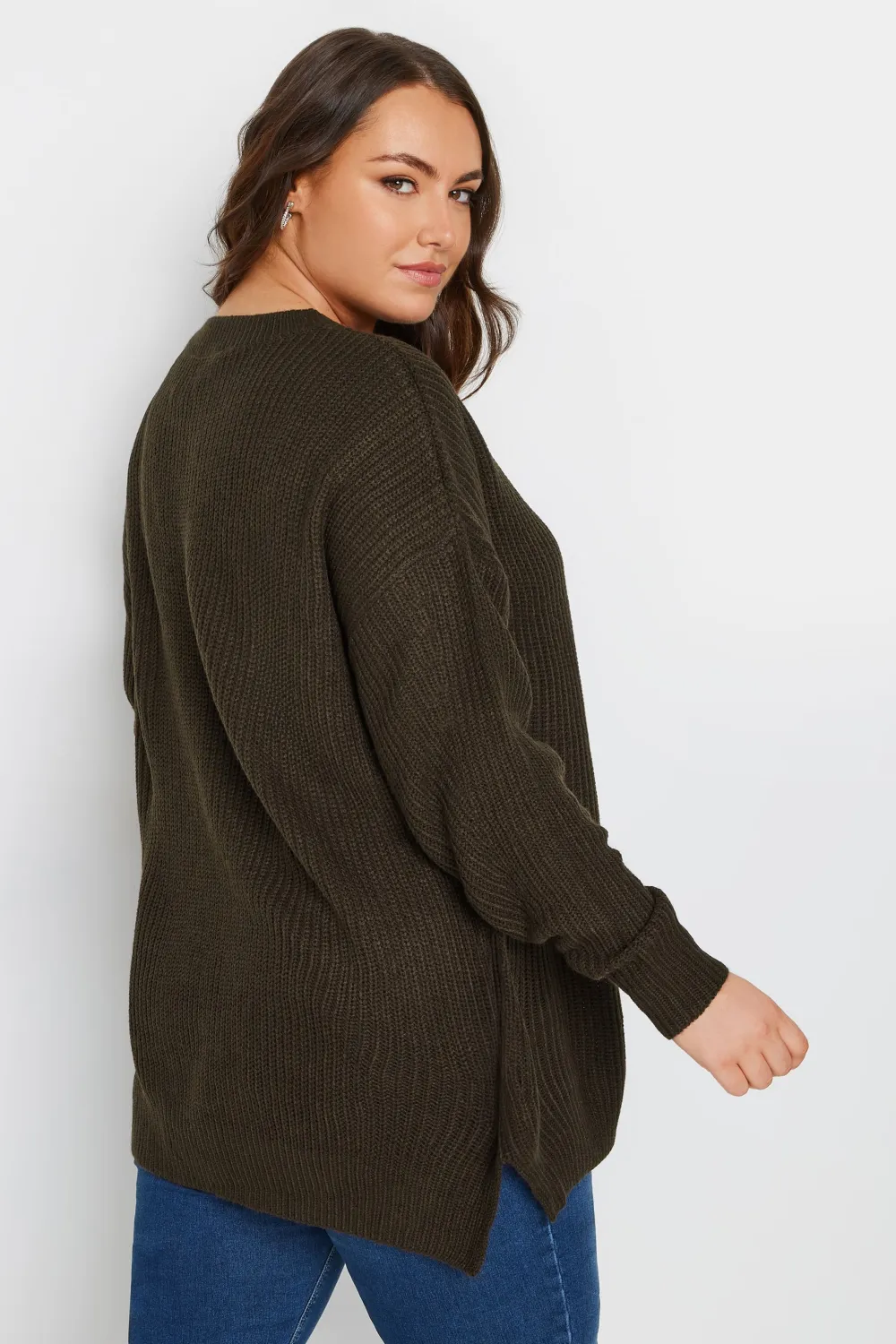 YOURS Curve Grey Drop Shoulder Knitted Jumper