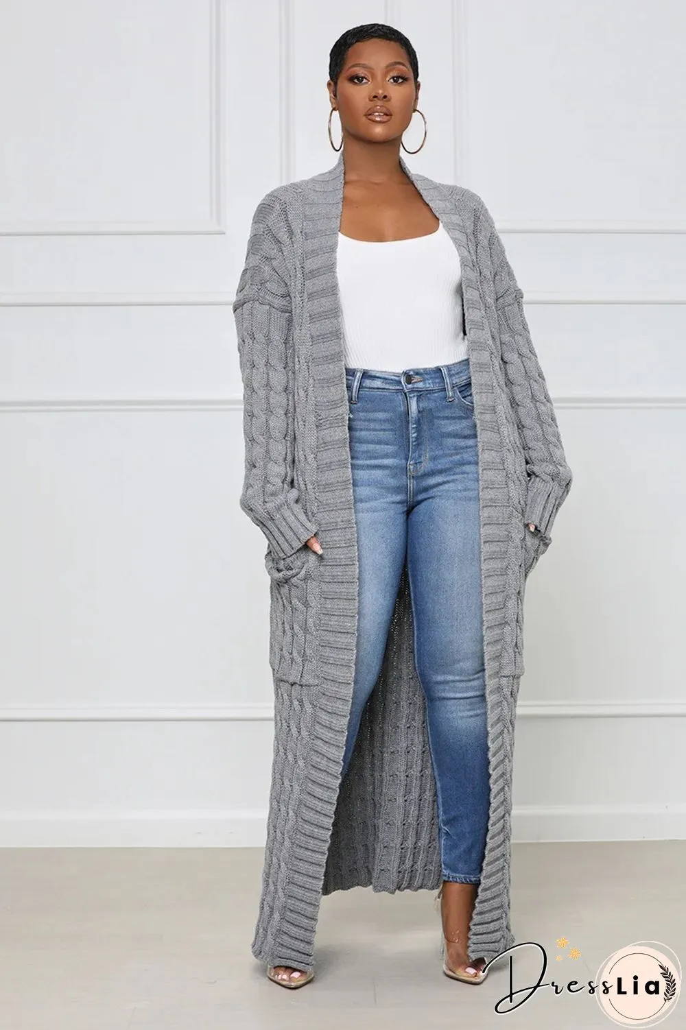 Winter Crochet Loose Long Twist Sweater Cardigan