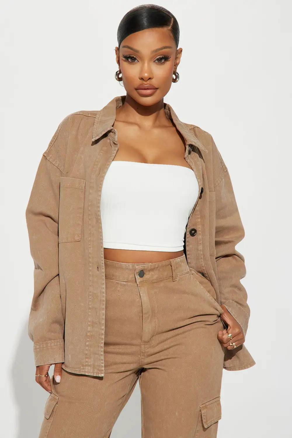 Hot Demand Denim Set - Mocha