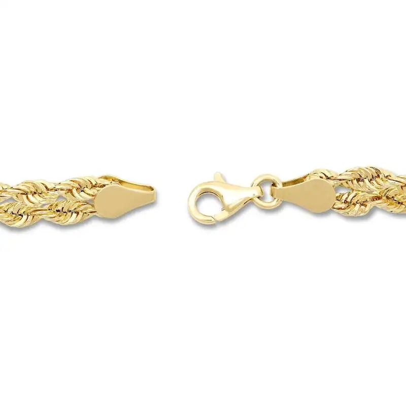 Hollow Double Rope Chain Bracelet 10K Yellow Gold 7.5