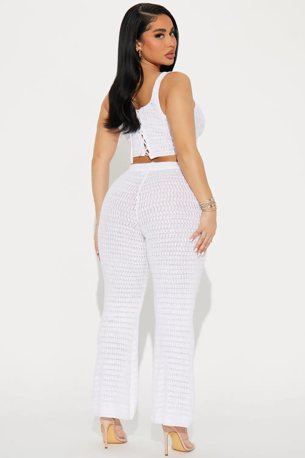 Carol Crochet Pant Set - White