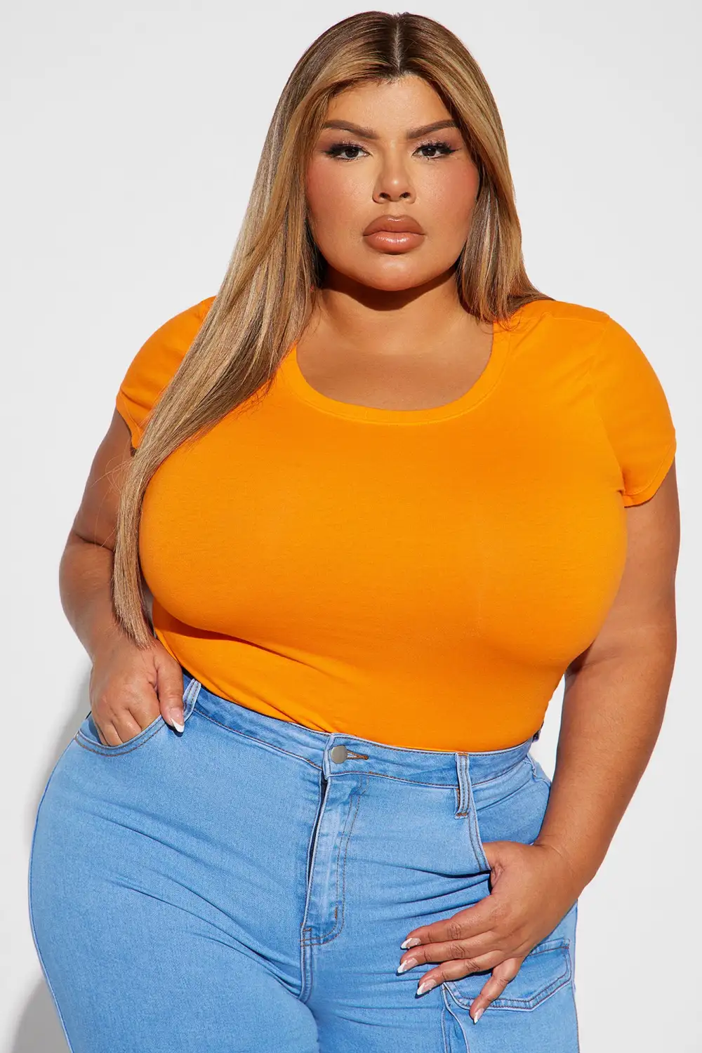 Sabrina Crew Neck Tee - Orange