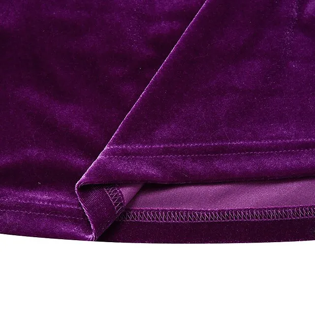 Women‘s Velvet Dress Shift Dress Caftan Dress Long Dress Maxi Dress Green Black Purple Long Sleeve Pure Color Pocket Winter Fall Spring Crew Neck Mature Winter Dress Daily Vacation 2023
