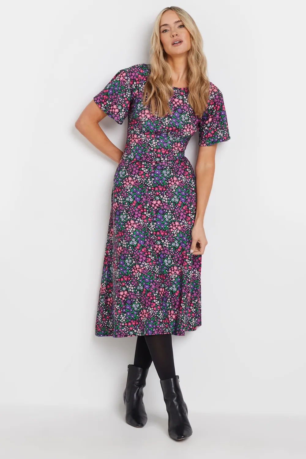 LTS Tall Navy Blue Floral Midi Dress