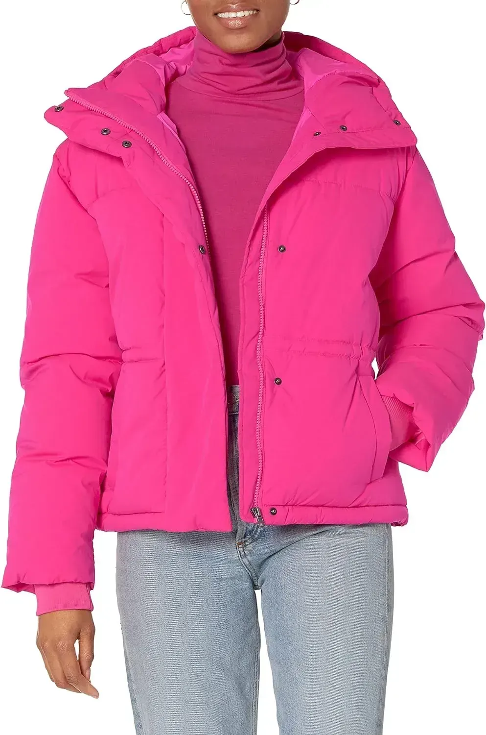 Women's Short Waisted Puffer Jacket (Available in Plus Size)