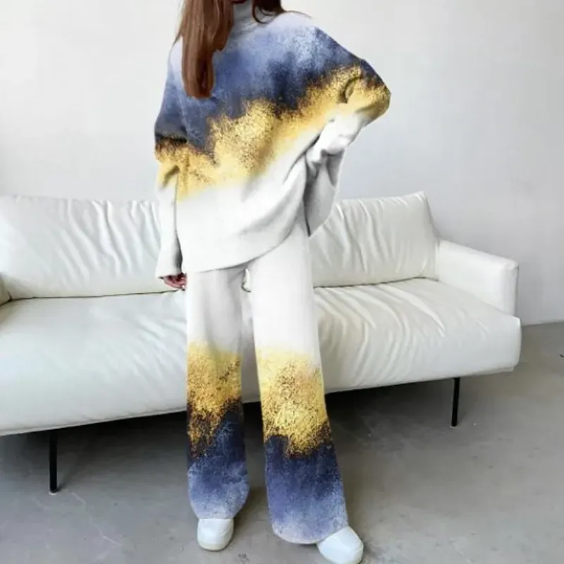 Elegant purple graffiti casual set