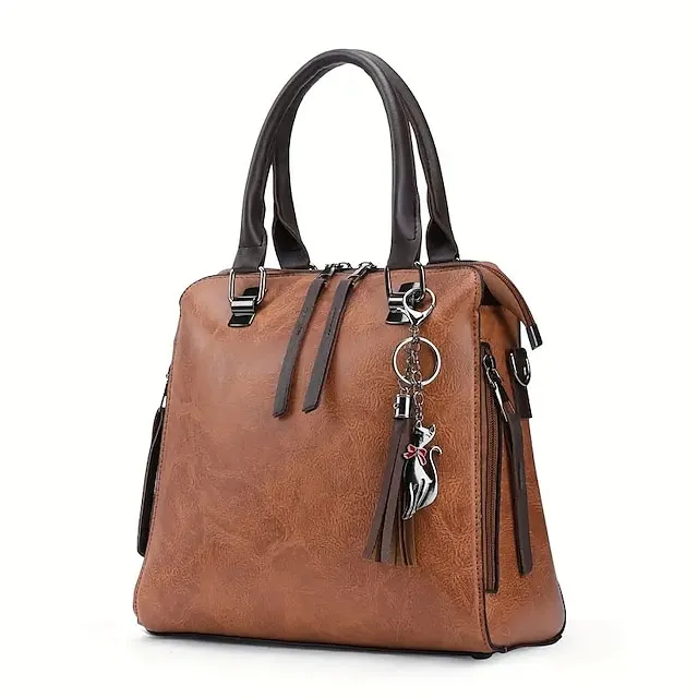 Boston Women's Handbag Set-PU Leather Shopping Bag-Zipper Adjustable Large Capacity Waterproof Bag-Set of 4