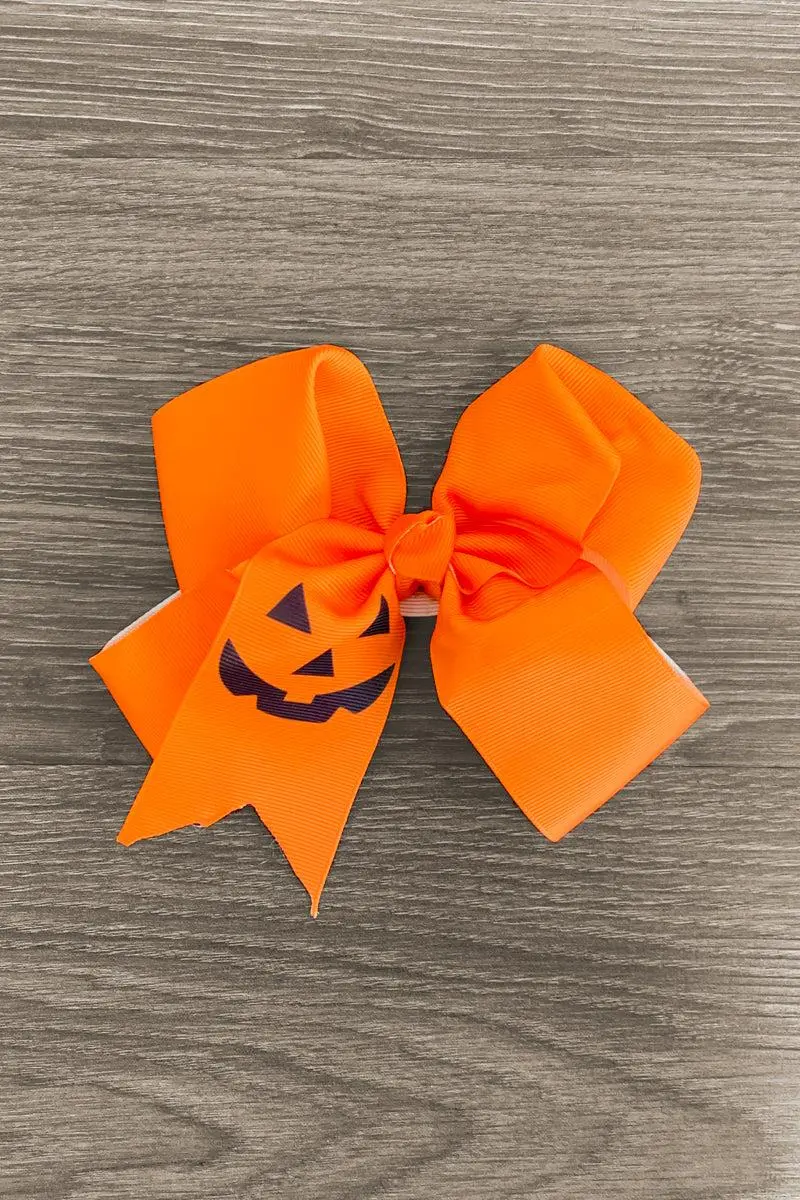 Orange Jack-O'-Lantern Bow