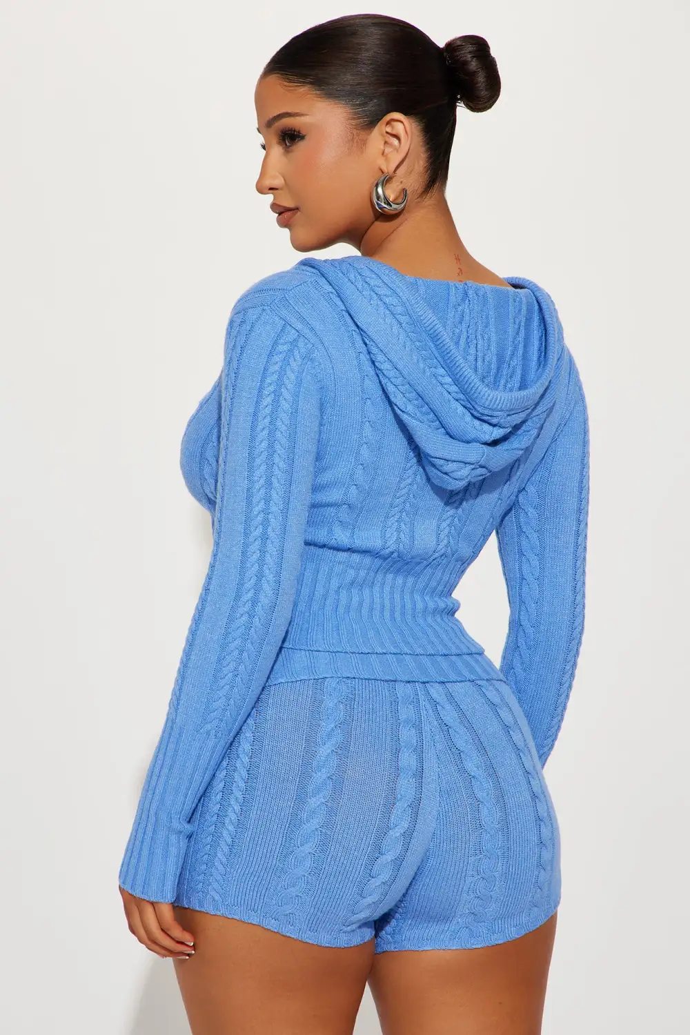 Soft Energy Sweater Short Set - Blue