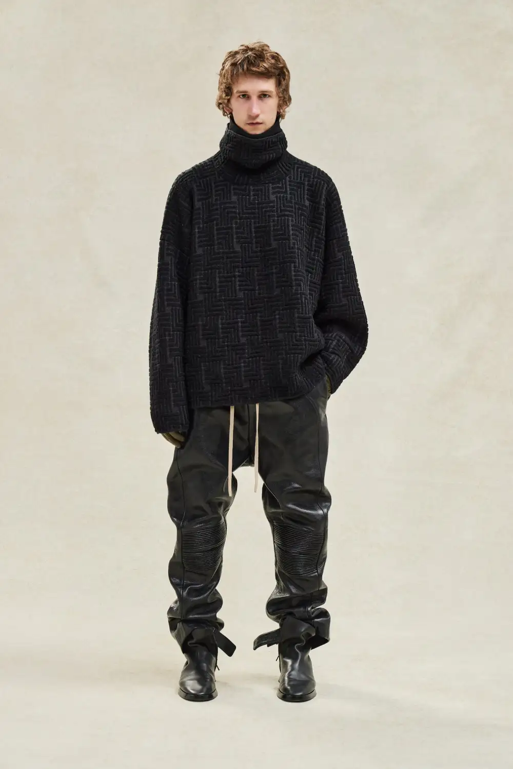 Wool Jacquard High Neck Sweater