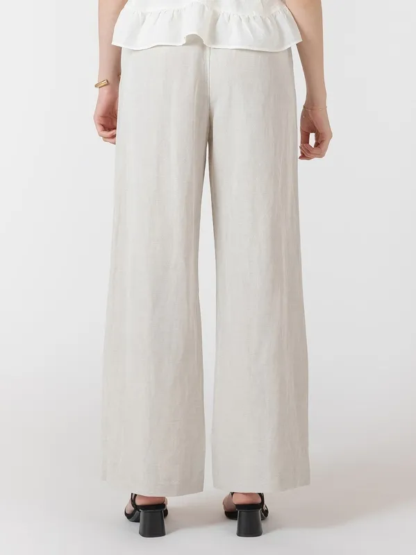 Drawstring Linen Blend Pull-On Pant