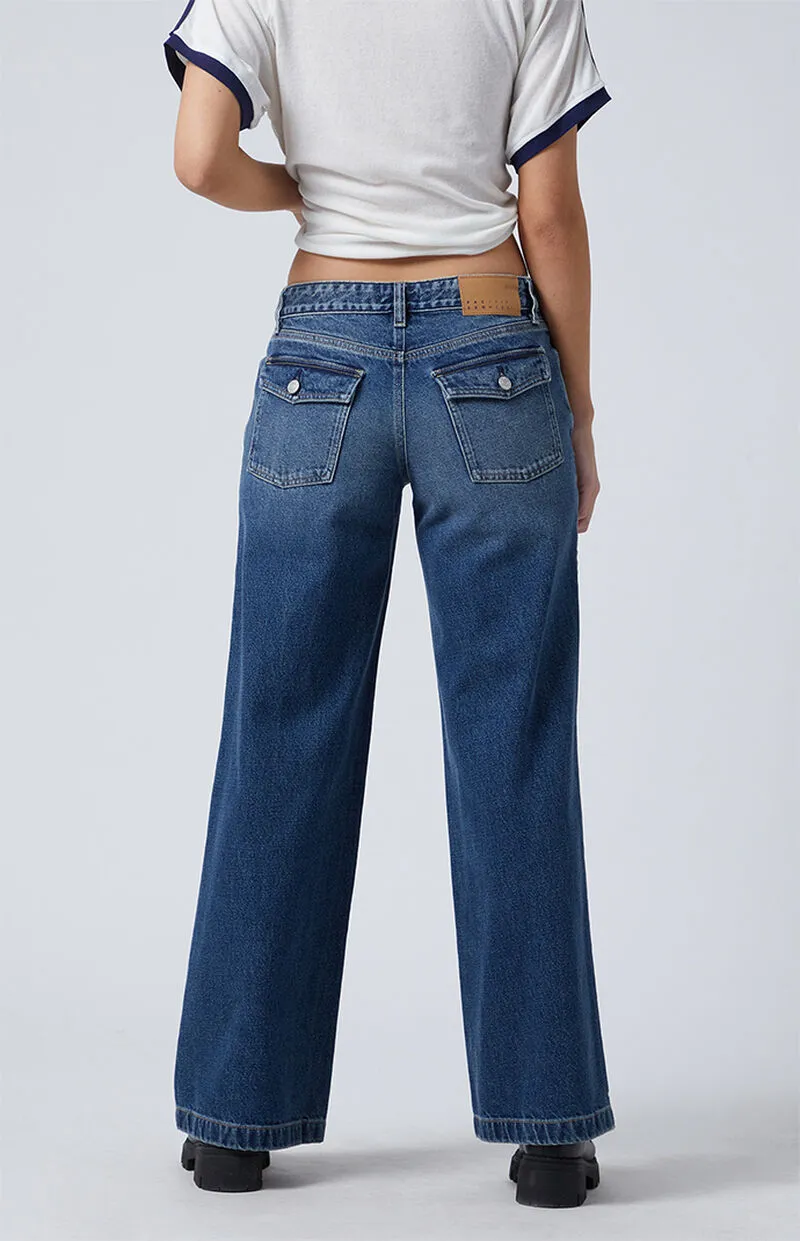 PacSun Casey Seam Low Rise Baggy Jeans Dark Indigo