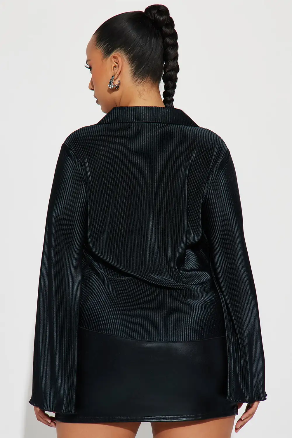 Angelina Plisse Shirt - Black