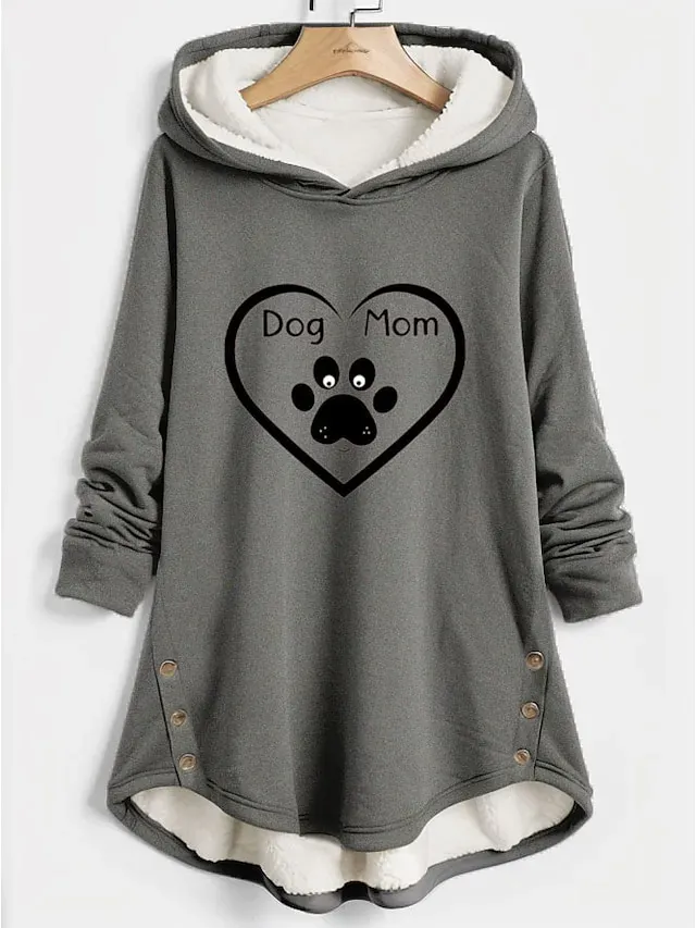Women's Hoodie Sweatshirt Pullover Fleece Lined Fleece Graphic Warm Sportswear Print Dark Pink Blue Gray Casual Sports Hoodie Long Sleeve Top Micro-elastic Fall & Winter