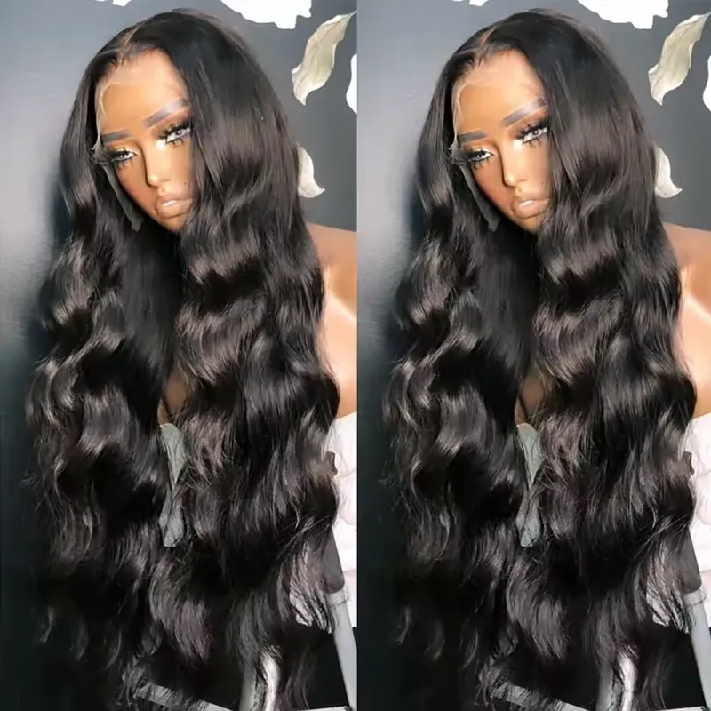 Premium Super Double Drawn Human Hair Wigs Raw Hair 13×6 Lace frontal Body Wave Wig 250% Density