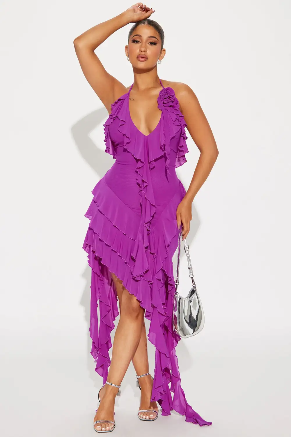 Tessa Mesh Midi Dress - Purple