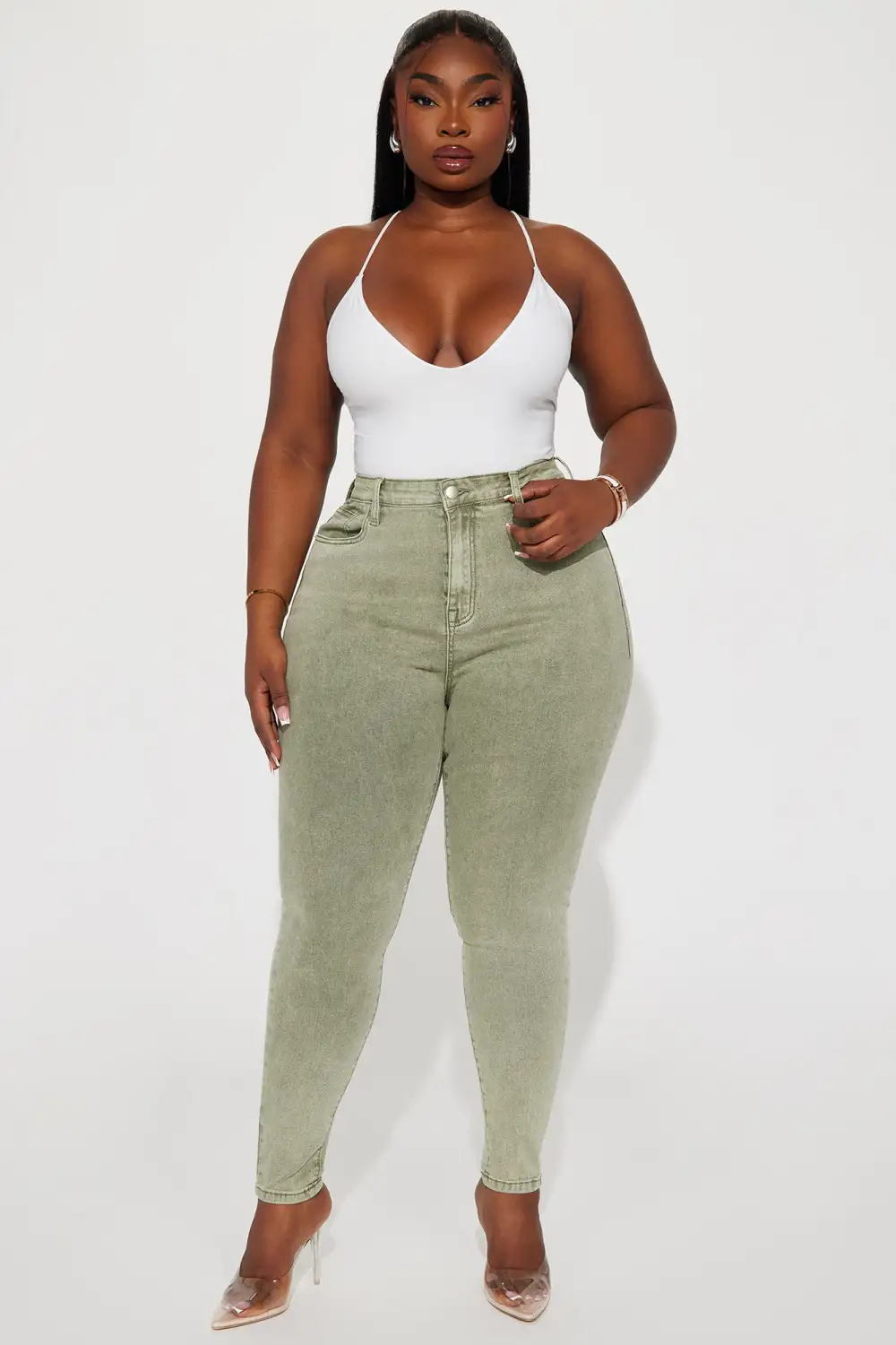 Shape Up Sculpting Stretch Skinny Jeans - Green