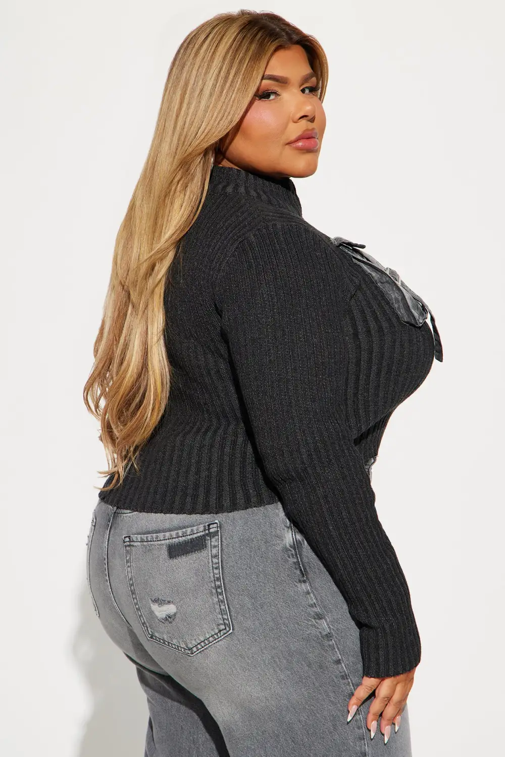 Streets Talking Washed Cardigan - Charcoal