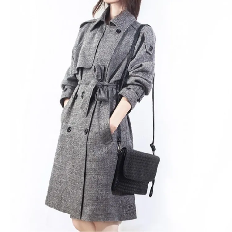 Houndstooth Front Tie Lapel Coat