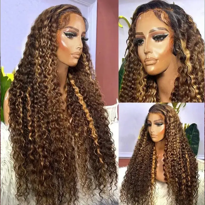 Highlight Deep Wave Wig Premium Super Double Drawn 13×6 Lace Human Hair Wig 250% Density