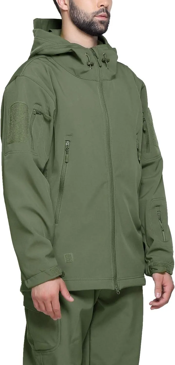 Men's Military Tactical Jackets Softshell Winter Warm Fleece Hooded Coat Outdoor Hiking Hunting Jacket