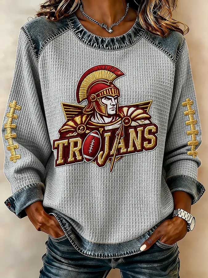 Women'S Rugby Print Long-Sleeved Sweatshirt