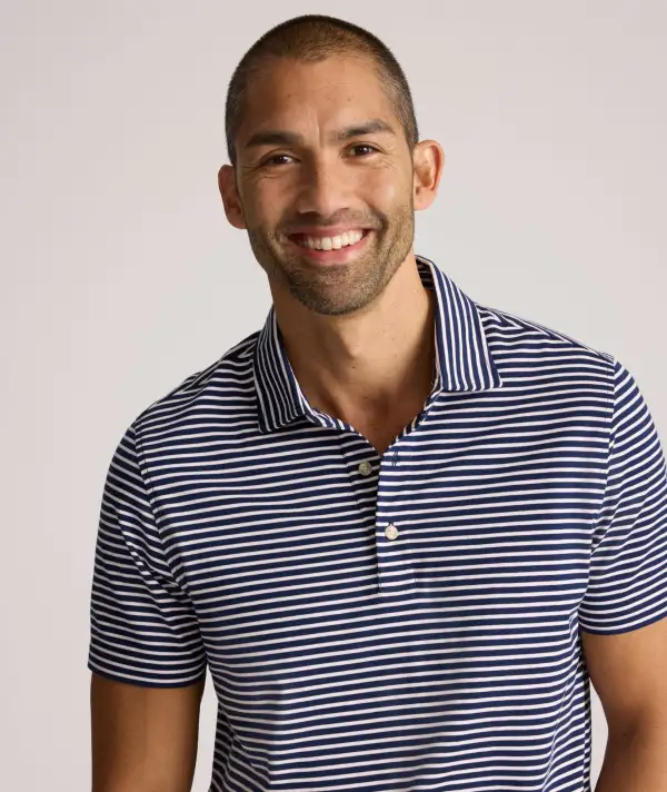 Striped Jersey Performance Polo