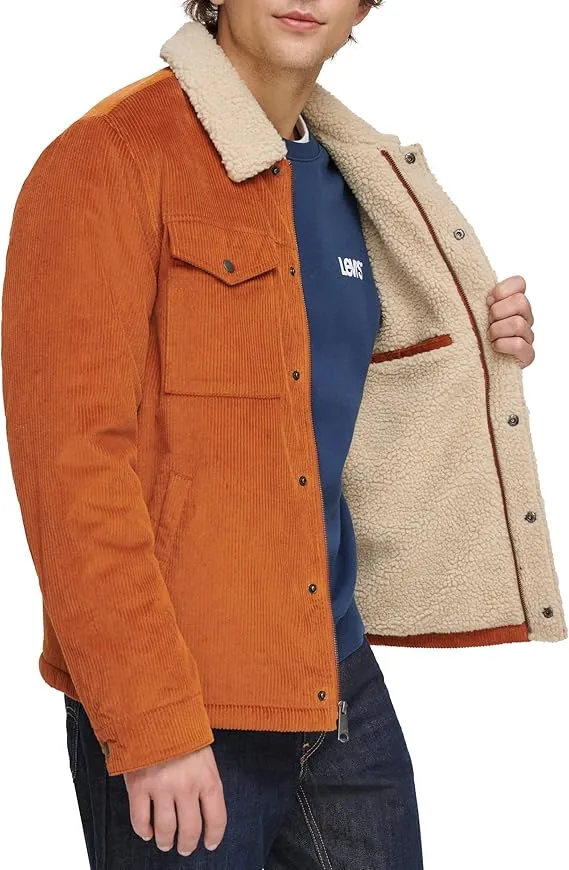 Men's Corduroy Sherpa Lined Trucker Jacket