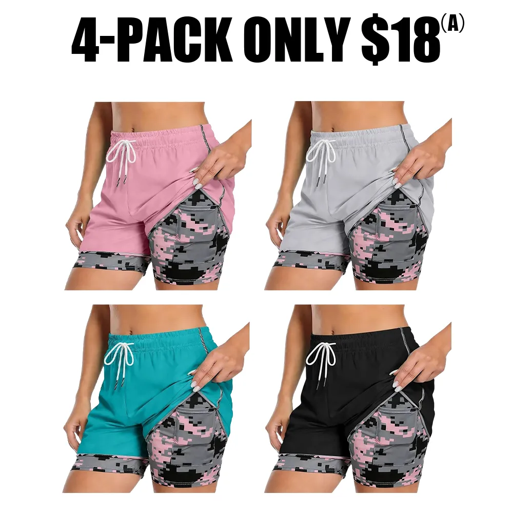 Workout Shorts Women Drawstring High Waist Running Short Pants Quick Dry Gym Athletic Board Clothes with Pockets