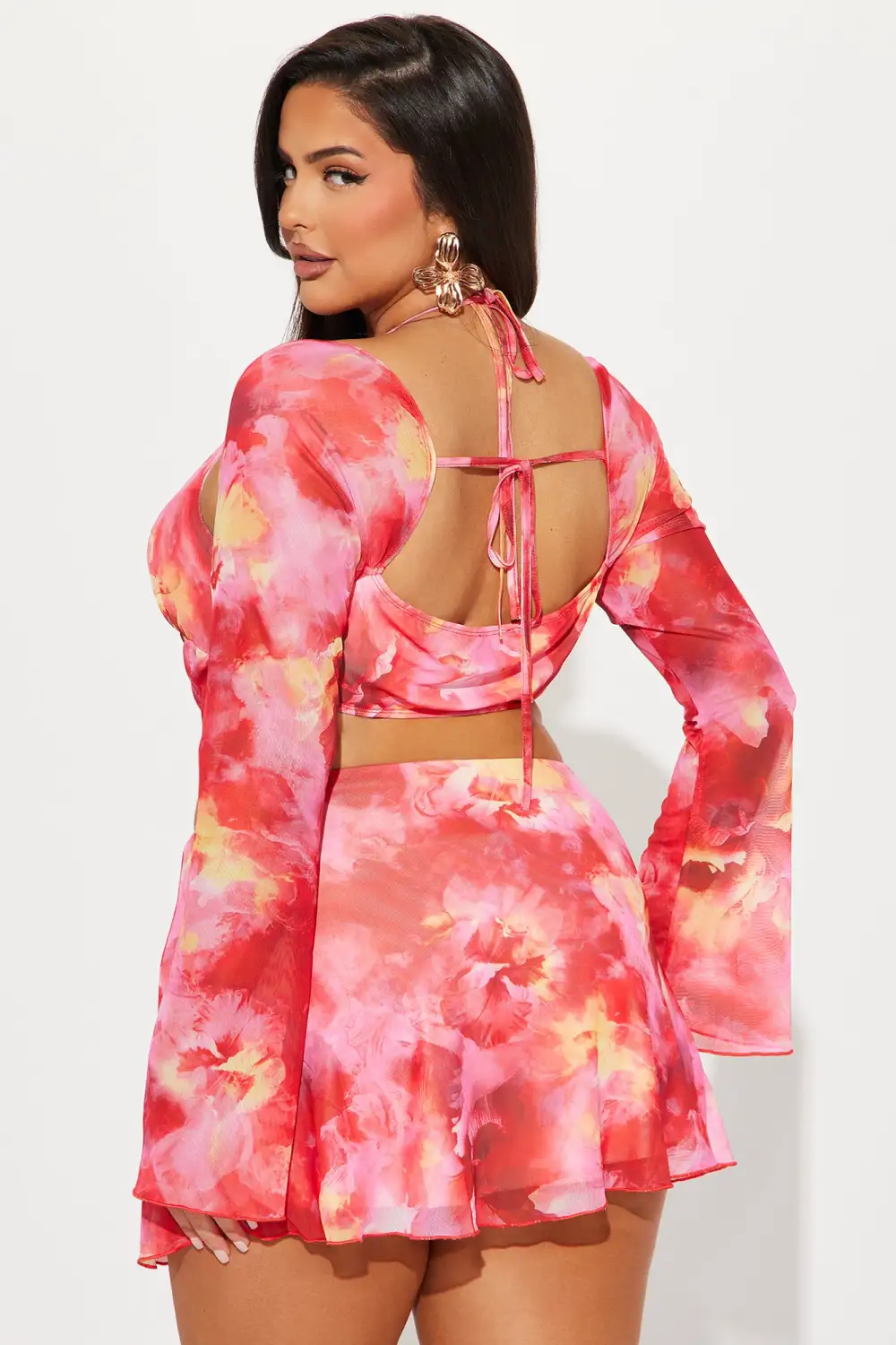 Loxley Mesh Skirt Set - Pink/combo
