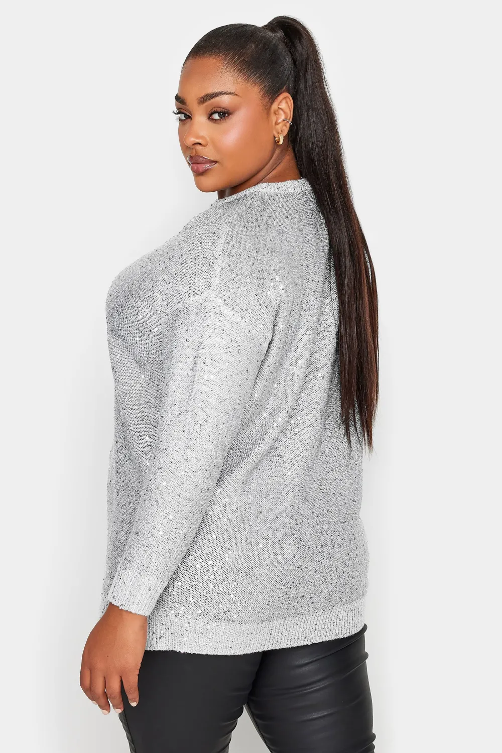 YOURS Curve Silver Sequin Embellished Jumper