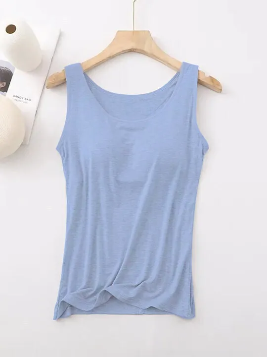 Women's Tank Top with Built-In Bra, Sleeveless Casual Basic Round Neck Regular - 10-Piece Sets