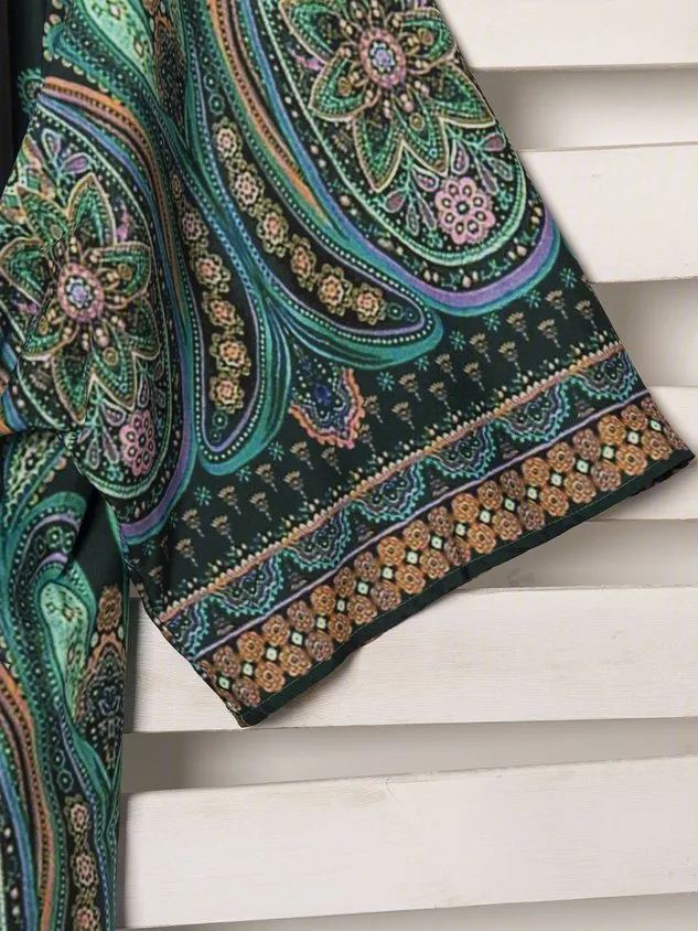 Plus Size Abstract Casual Long Sleeve Cardigan