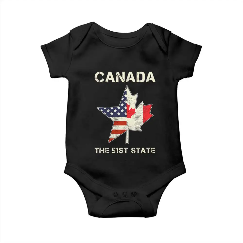 Canada The 51st State Baby Onesie Maple Canadian American Flag TS09