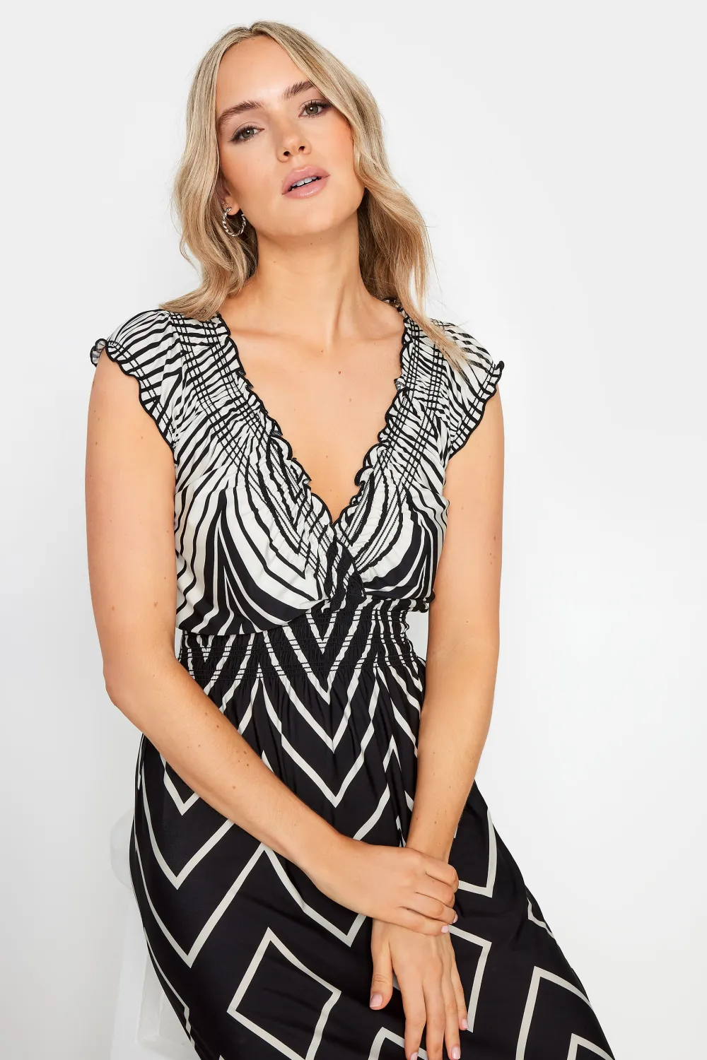 LTS Tall Black Chevron Maxi Dress