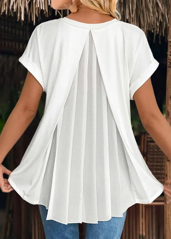 White Short Sleeve V Neck T Shirt